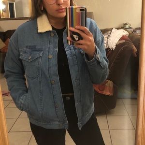 ROXY Faux Sherpa Lined Denim Jacket